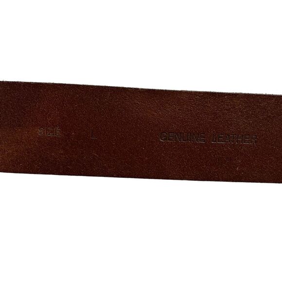 Million Wishes Brown Leather Gold-tone Ornate Detachable Buckle Belt Size L(42”) - Picture 4 of 16